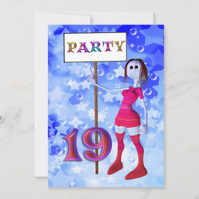 19th Birthday party sign board invitation (Devant)