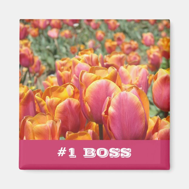 #1 aimants de BOSS cadeaux Fleurs de Tulipe Orange (Devant)