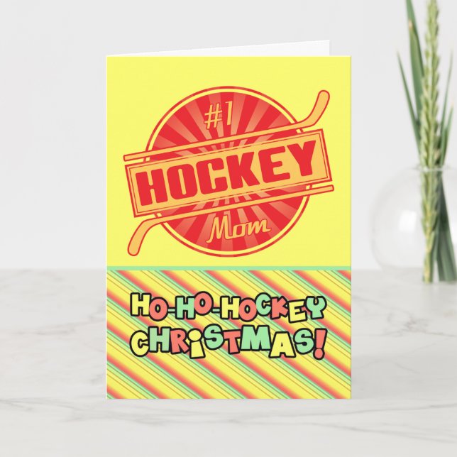 #1 Carte de Noël de maman de hockey (Devant)