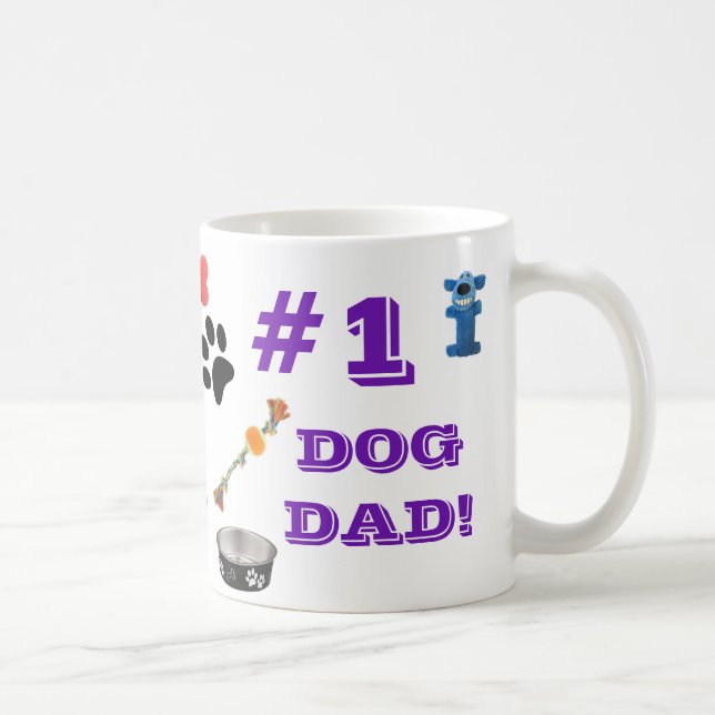 #1 Chien Papa avec Chien Toy Graphiques Café Mug (Droite)