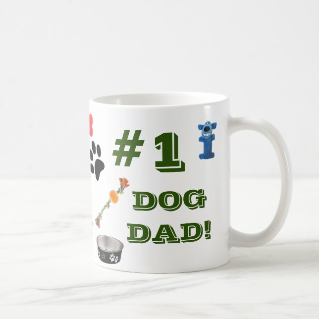 #1 Chien Papa avec Chien Toy Graphiques Café Mug (Droite)
