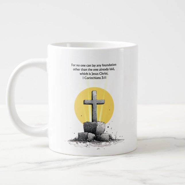 1 Corinthiens 3:11 Verset Biblique Mug Chrétien (Gauche)