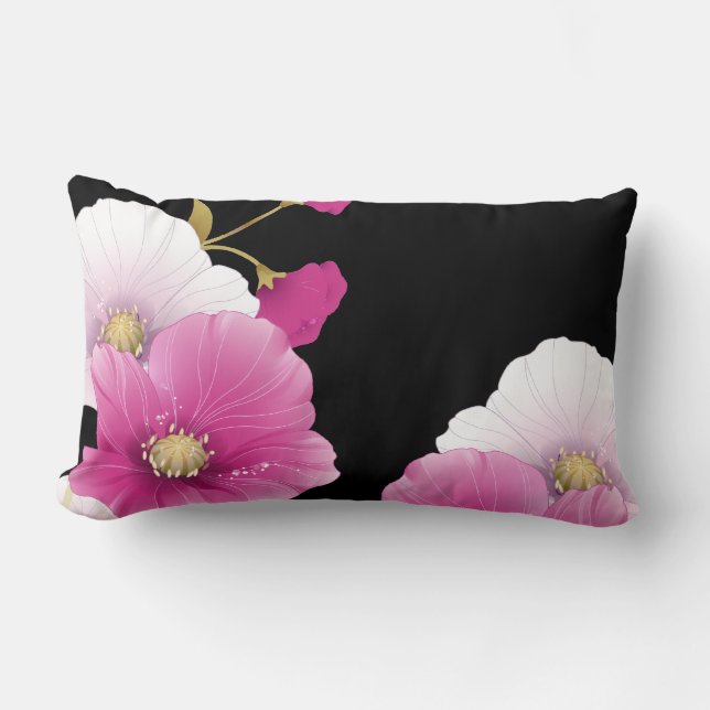 1 Coussin rose Fleurs Noir DÉCOR SETS (Recto)