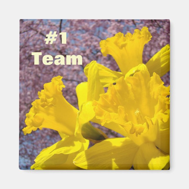 #1 Équipe aimant Jaunes Narcisses Fleurs (Devant)