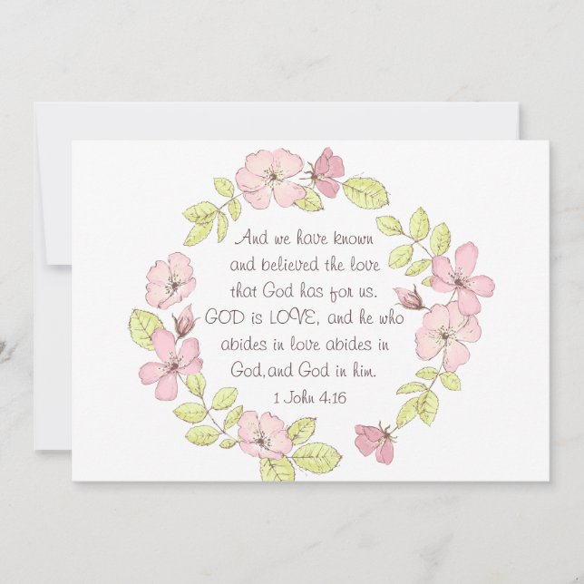 1 Jean 4:16 Dieu est Amour Floral Wreath Carte Pla (Devant)