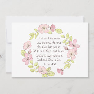 1 Jean 4:16 Dieu est Amour Floral Wreath Carte Pla