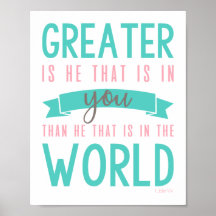 1 Jean 4:4 Bible Verse Christian Poster Mur Art