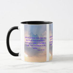 1 Jean 4:4 KJV Bible Verse Pic Mug Deux Tons