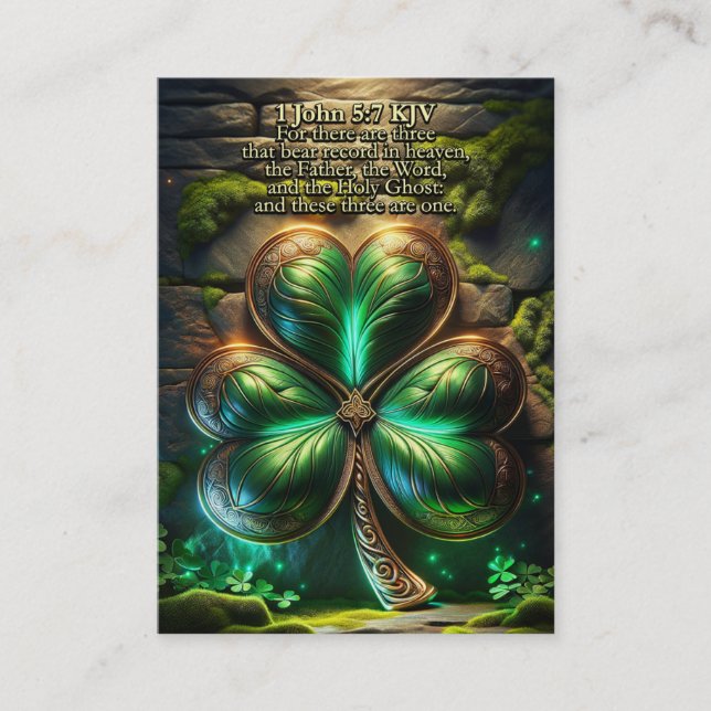1 Jean 5:7–8 KJV Cartes - Trinity Shamrock (Devant)