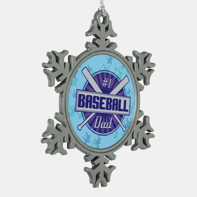 #1 Ornement de flocon de neige pour papa de baseba (Gauche)