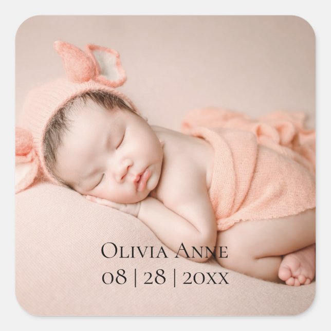 1 Photo Autocollant d'annonce de naissance de bébé (Devant)
