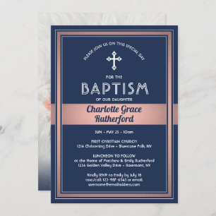 1 Photo Girl Baptism Invitation Faire-part de nais