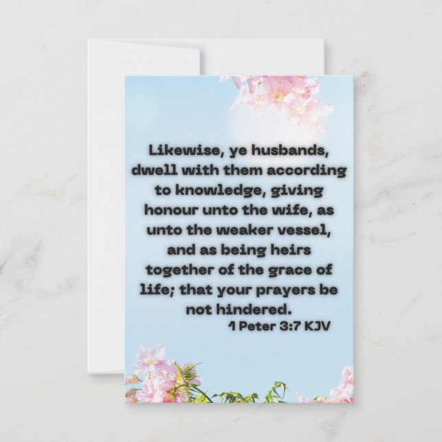 1 Pierre 3:7 KJV Bible Écriture Pic Carte de voeux (Devant)