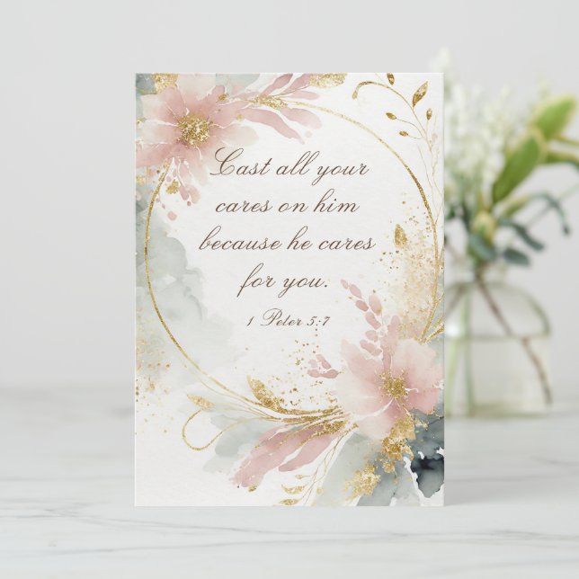1 Pierre 5:7 Posez toutes vos soucis sur lui Carte (Debout devant)