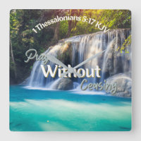1 Thessaloniciens 5:17 Bible Verse Carré Horloge m