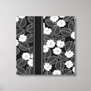 1 Toile Noir Blanc Damassé Floral (a)