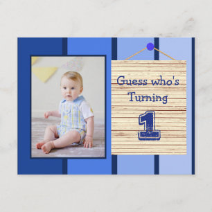 1er anniversaire Blue Baby Party Invitations