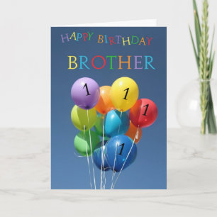1er Anniversaire Carte ballons colorés Brother
