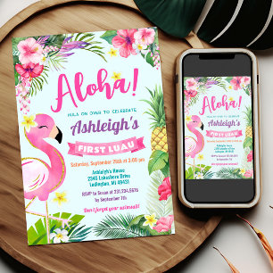 1er Anniversaire de Luau Invitation d'été tropical