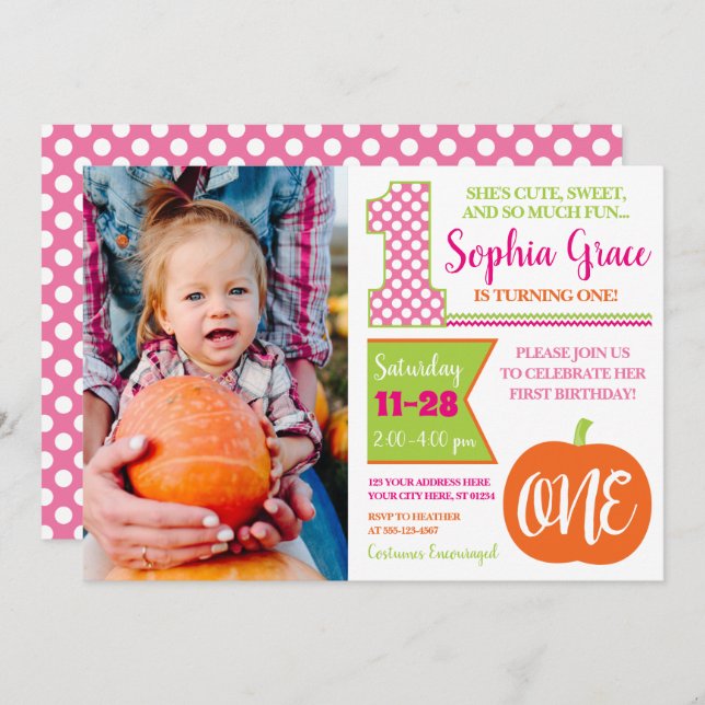 1er anniversaire de Marionnette Invitation avec ph (Devant / Derrière)