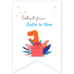 1er Anniversaire Dinosaur 12 Mois Photo Drapeaux