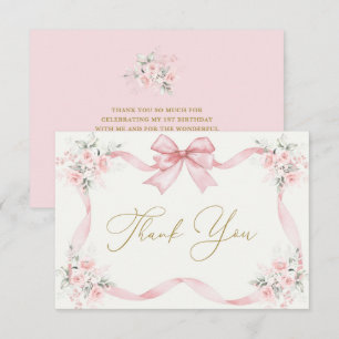 1er anniversaire fille Carte de remerciements avec
