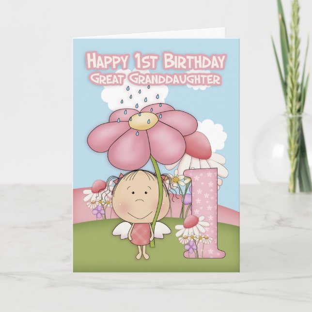 1er Anniversaire - Grande Petite-fille - Carte de  (Devant)