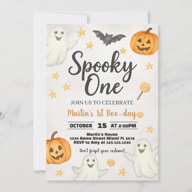 1er anniversaire Halloween Invitation (Devant)