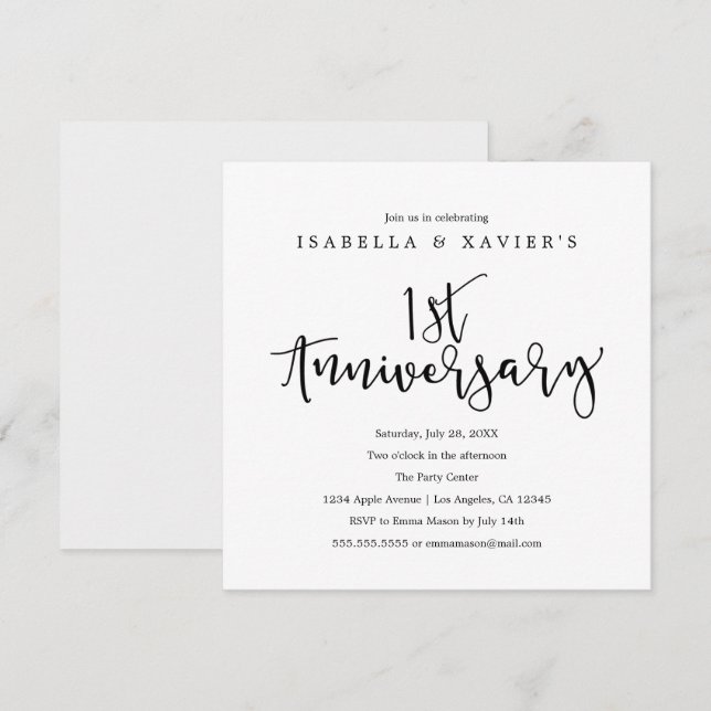 1er anniversaire | Invitation à la fête (Devant / Derrière)