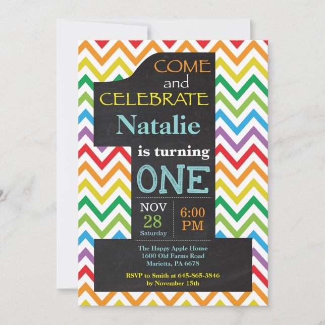 1er anniversaire Invitation au tableau de bord arc (Devant)