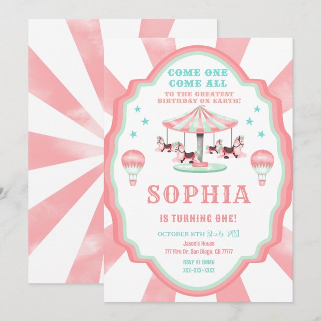 1er Anniversaire Invitation Cirque (Devant / Derrière)