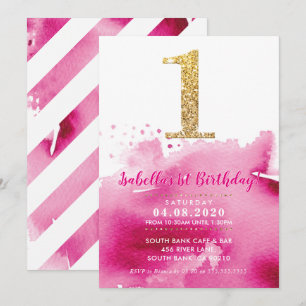 1ER ANNIVERSAIRE INVITATION or moderne parties sci