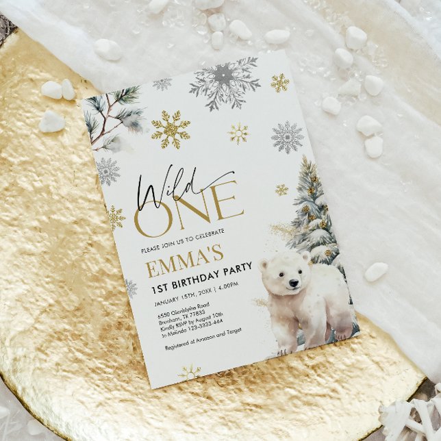 1er Anniversaire Invitation Ours, Sauvage Un Anniv (Créateur téléchargé)