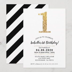1ER ANNIVERSAIRE INVITATION parties scintillant or