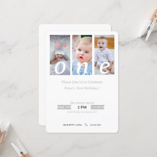 1er Anniversaire Invitation Photo Boy, Inviation d