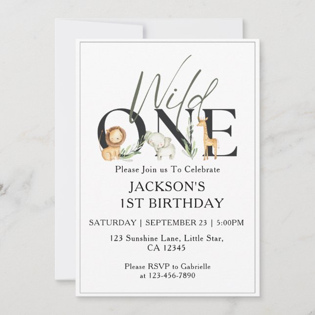 1er anniversaire invitations enfants fantaisie sau (Devant)