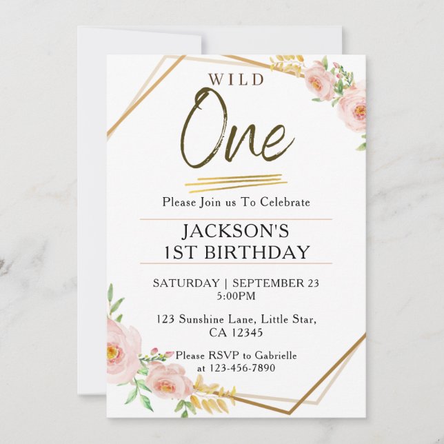 1er anniversaire invitations enfants fantaisie sau (Devant)