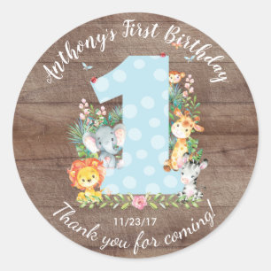 1er Anniversaire Jungle Animaux Favoriser Sticker
