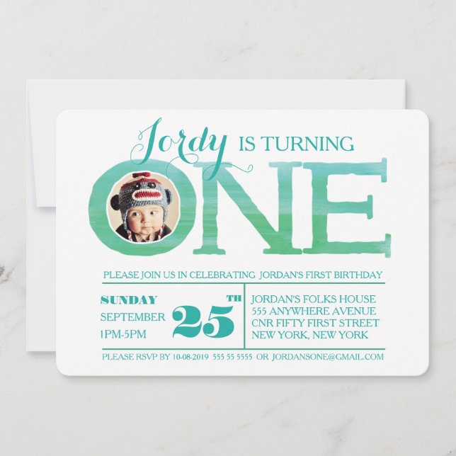 1er anniversaire Ombre aquarelle une invitation ph (Devant)