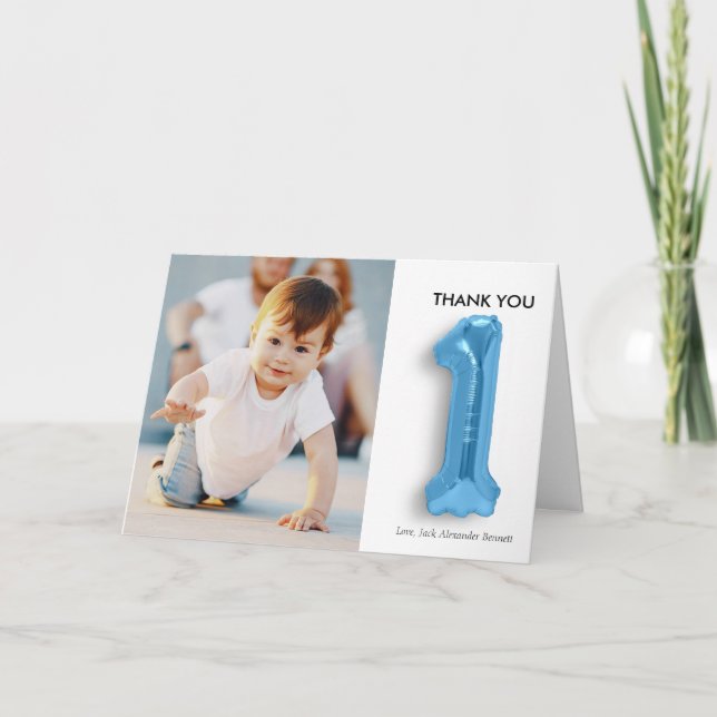 1er anniversaire personnalisé Carte de remerciemen (Devant)