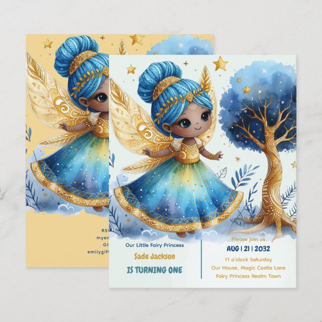 1er Anniversaire Petite Fée Princesse Africaine ON (Devant / Derrière)