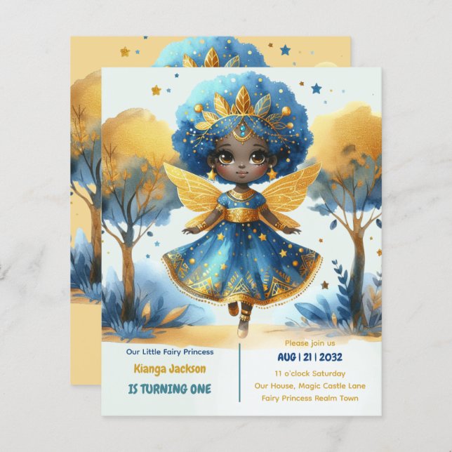 1er Anniversaire Petite Fée Princesse Africaine ON (Devant / Derrière)