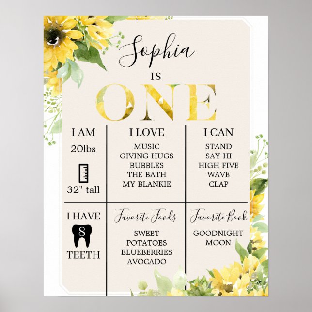 1er Anniversaire Poster de jalon Tournesol (Devant)