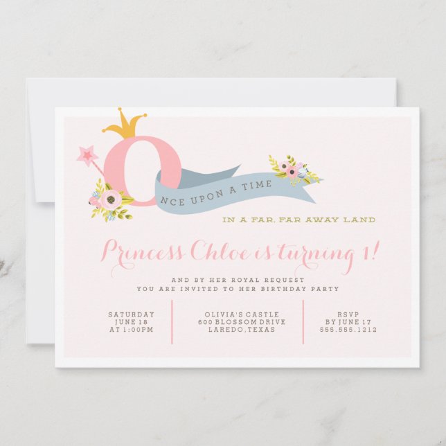 1er anniversaire Princess Party Invitation (Devant)