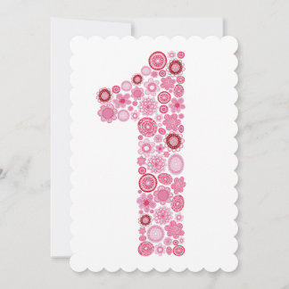 1er anniversaire rose Numéro 1 Invitation personna