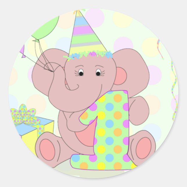 1er Anniversaire Sticker Elephant pour garçons (Devant)