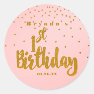 1er Anniversaire Stickers Confetti Pink & Gold