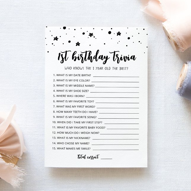 1er anniversaire Trivia éditable jeu Carte (Créateur téléchargé)