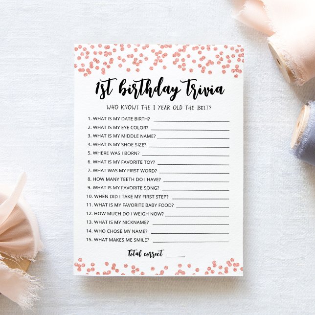 1er anniversaire Trivia éditable jeu Carte (Créateur téléchargé)
