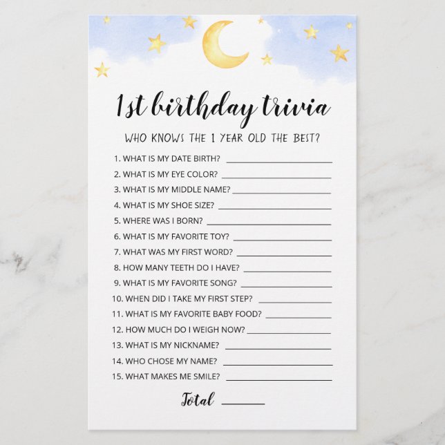1er anniversaire Trivia édite jeu (Devant)